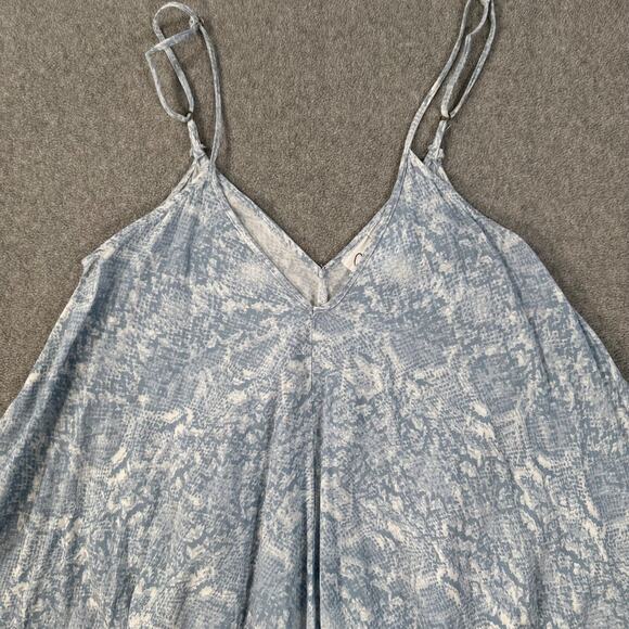 GOA Beachwear by Japna Coverup Dress Sz Large Blue Snake Print Handkerchief hem - Picture 2 of 6